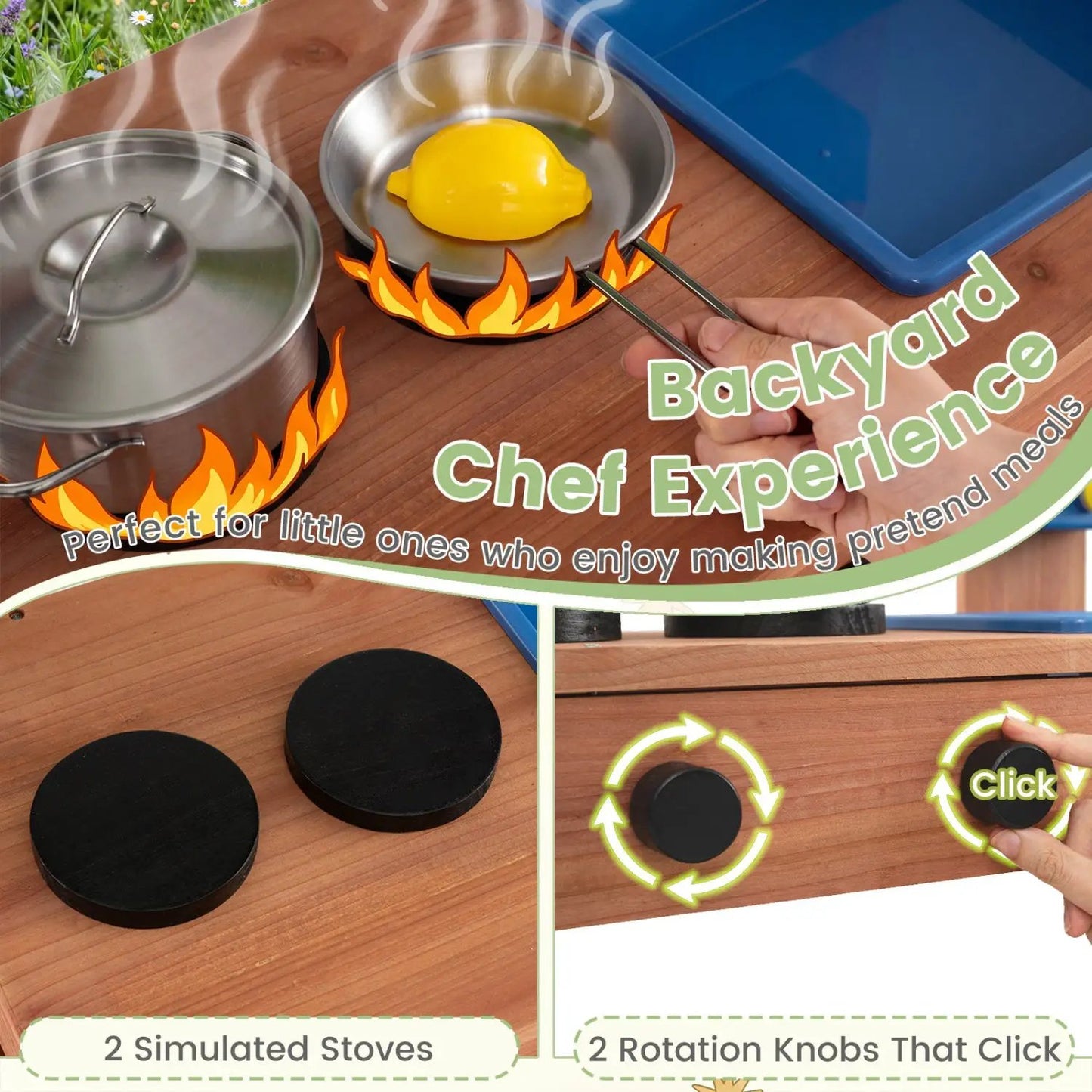 Kids Mud Kitchen with Planter Box and Accessories