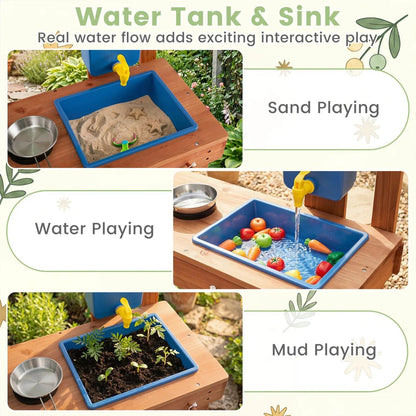 Kids Mud Kitchen with Planter Box and Accessories