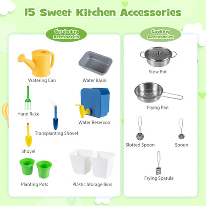 Kids Mud Kitchen with Water Tank and Accessories