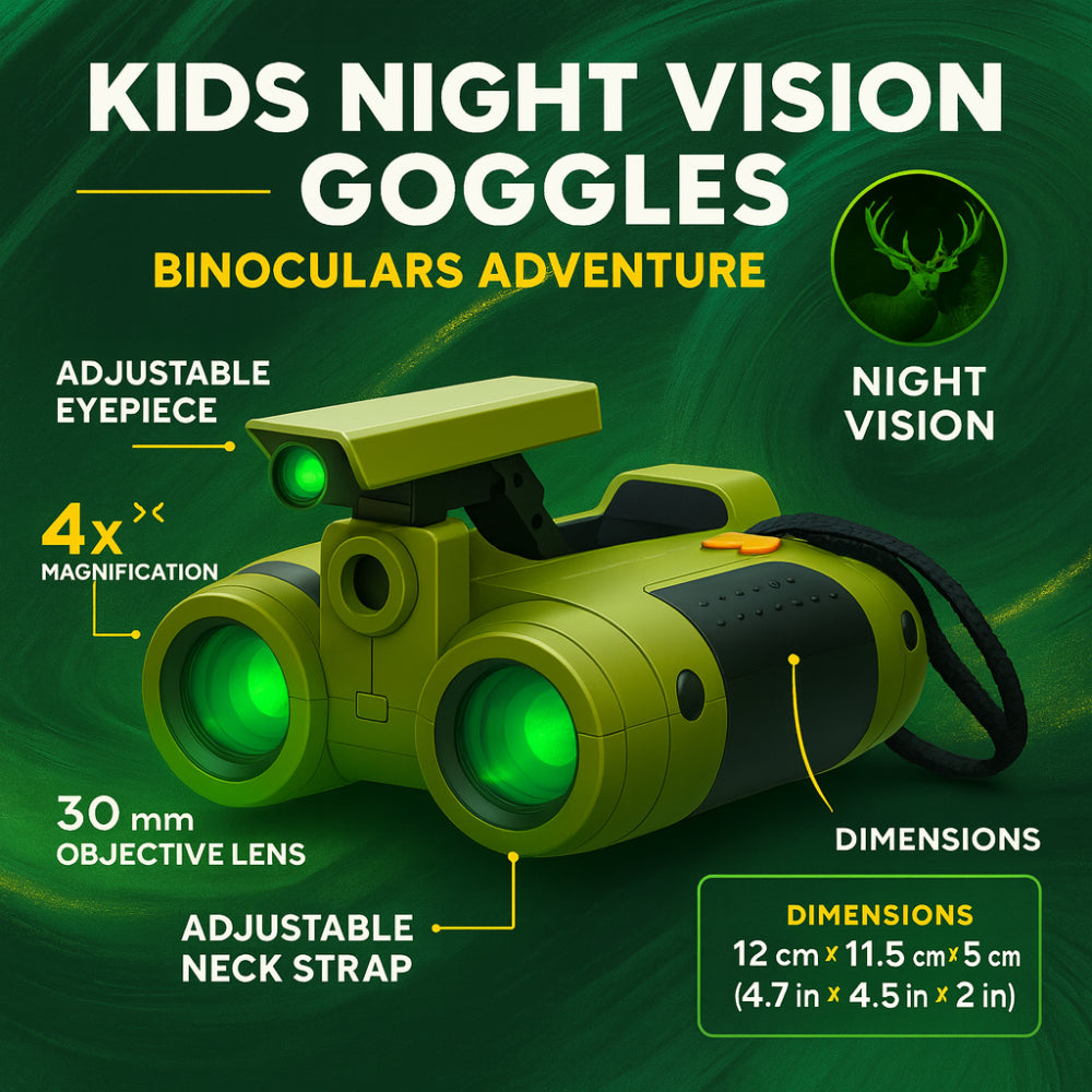 Adventure Seekers | Kids Night Vision Binoculars with Built-In Light | Lightweight & Durable for Outdoor Exploration