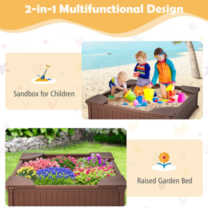 Kids Outdoor Sandbox with Oxford Cover and 4 Corner Seats
