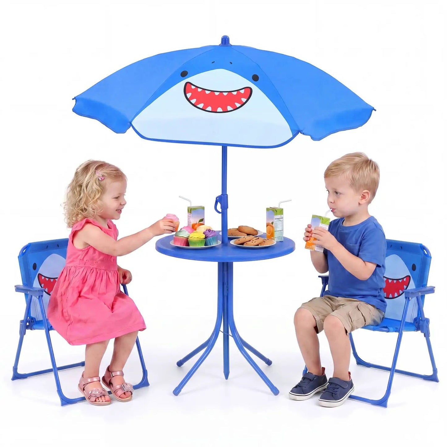 Kids Outdoor Table Set With Folding Chairs