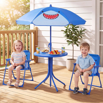 Kids Outdoor Table Set With Folding Chairs