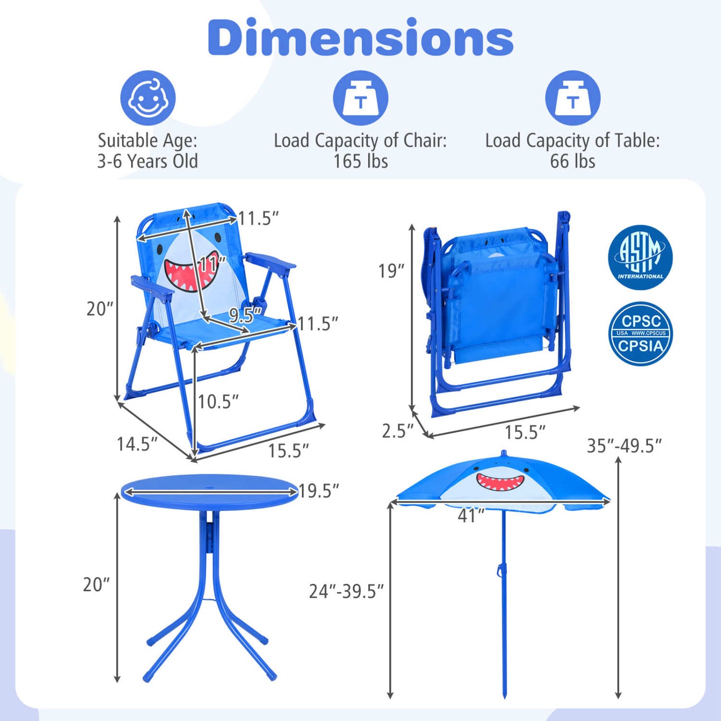 Kids Outdoor Table Set With Folding Chairs