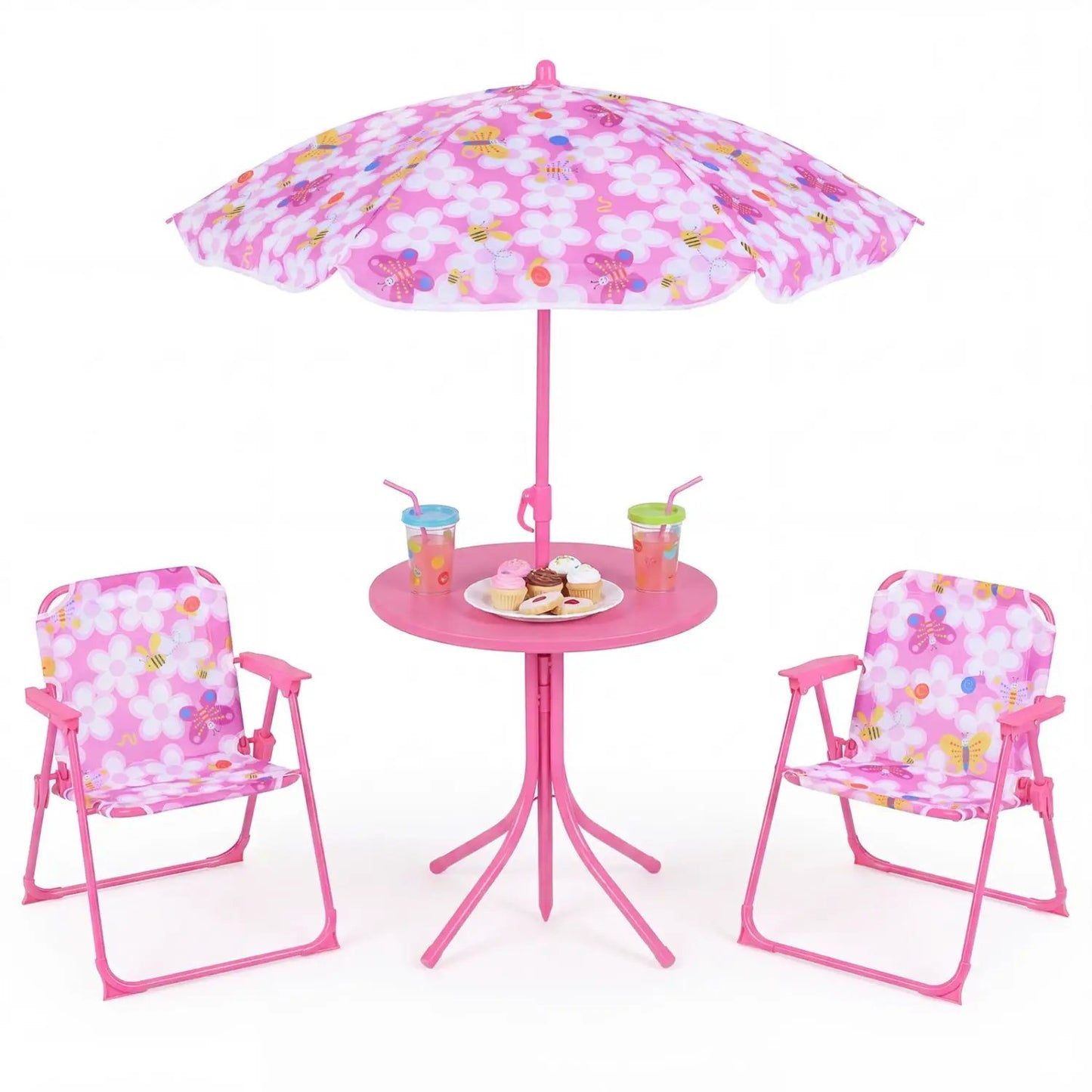 Kids Outdoor Table Set With Folding Chairs