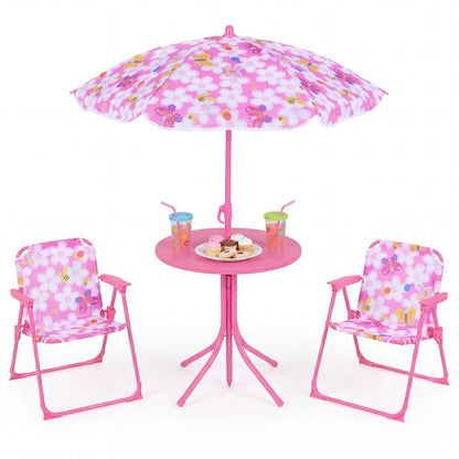 Kids Outdoor Table Set With Folding Chairs