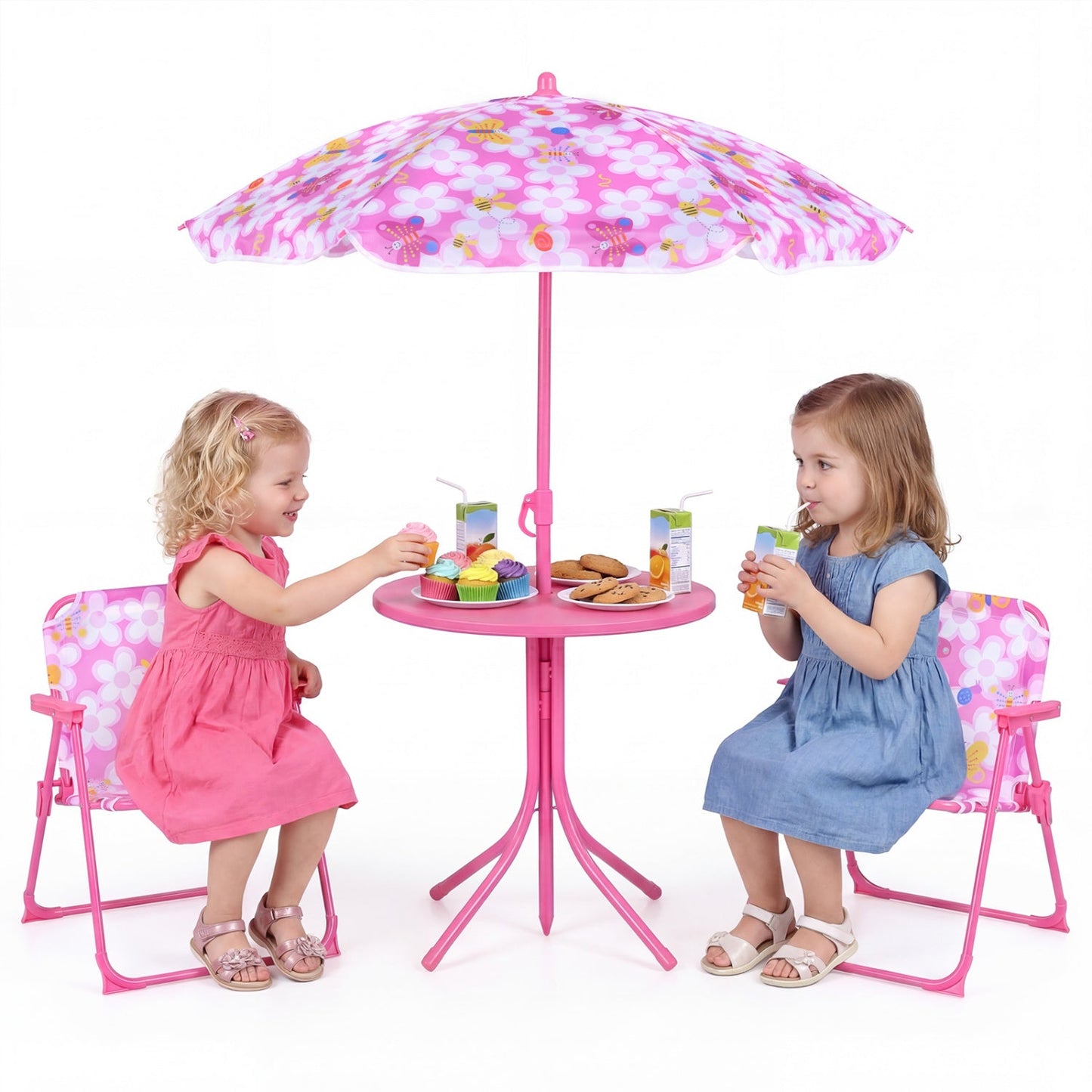 Kids Outdoor Table Set With Folding Chairs