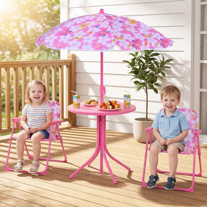 Kids Outdoor Table Set With Folding Chairs