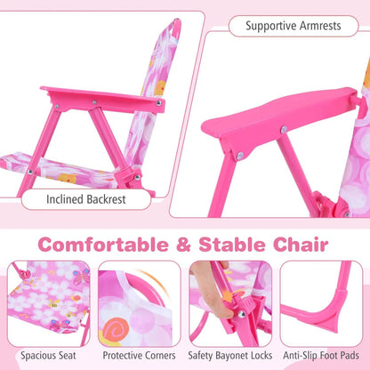 Kids Outdoor Table Set With Folding Chairs