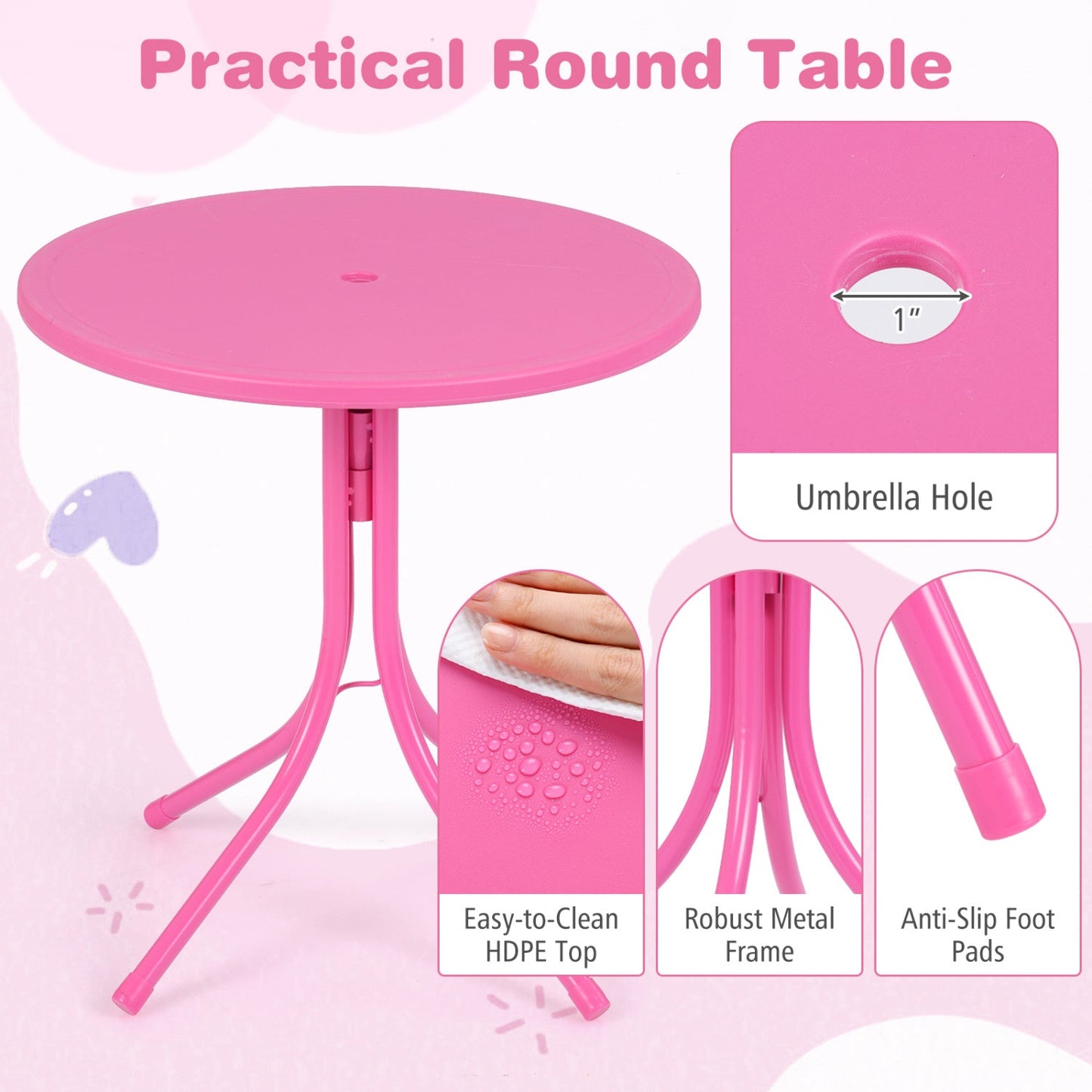 Kids Outdoor Table Set With Folding Chairs