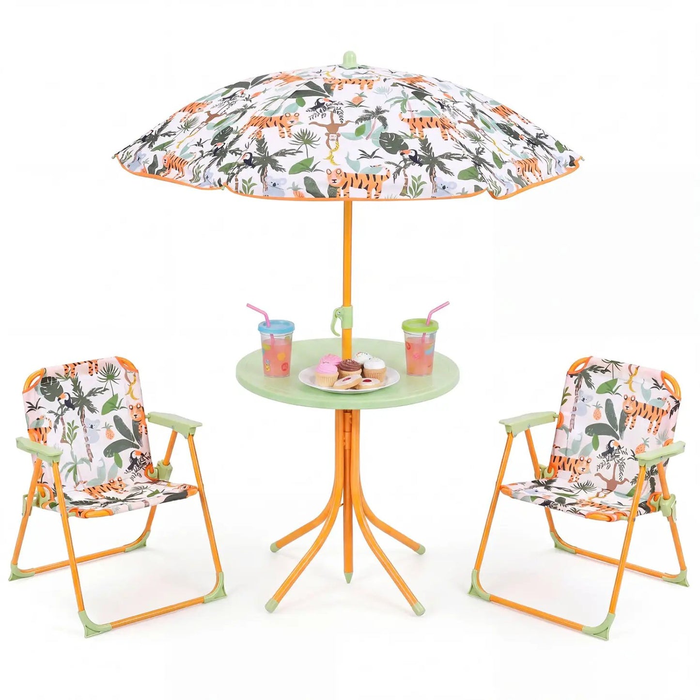 Kids Outdoor Table Set With Folding Chairs