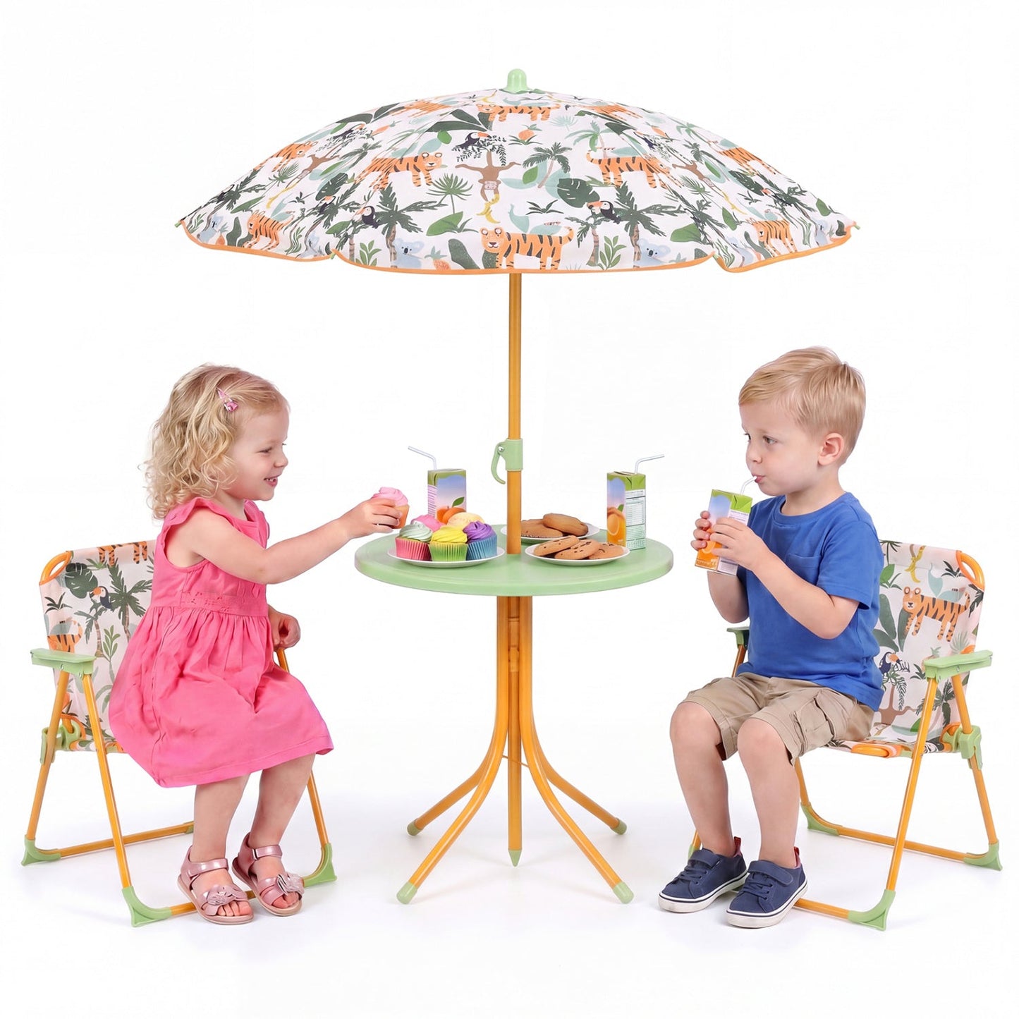 Kids Outdoor Table Set With Folding Chairs