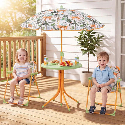 Kids Outdoor Table Set With Folding Chairs