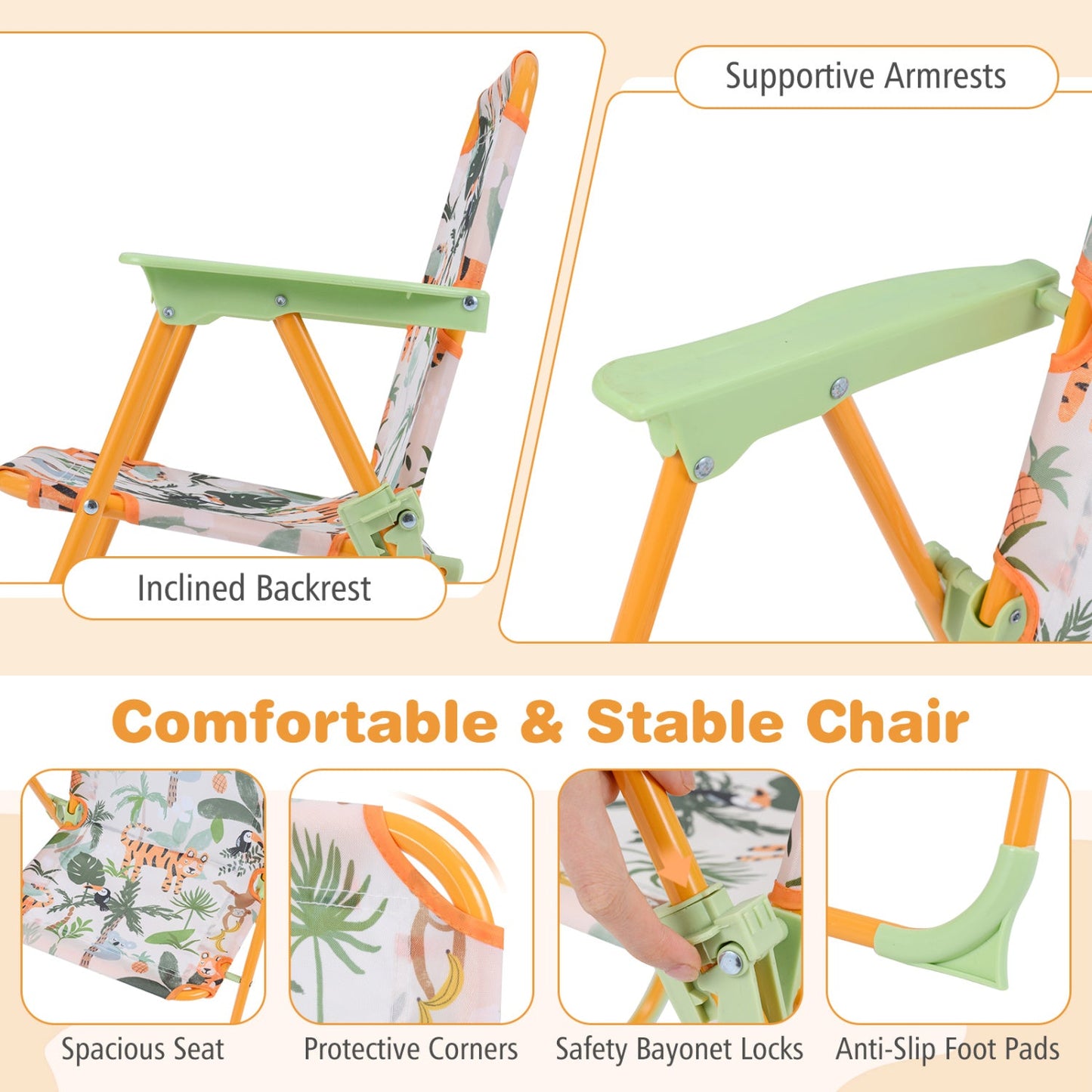 Kids Outdoor Table Set With Folding Chairs