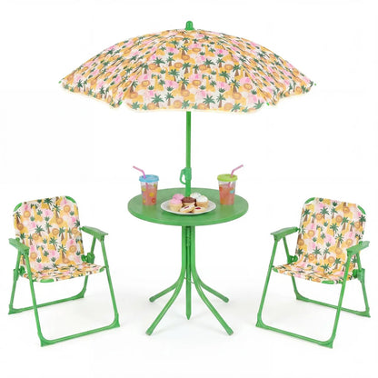 Kids Outdoor Table Set With Folding Chairs