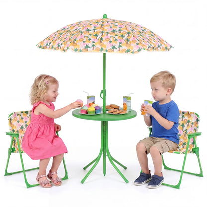 Kids Outdoor Table Set With Folding Chairs