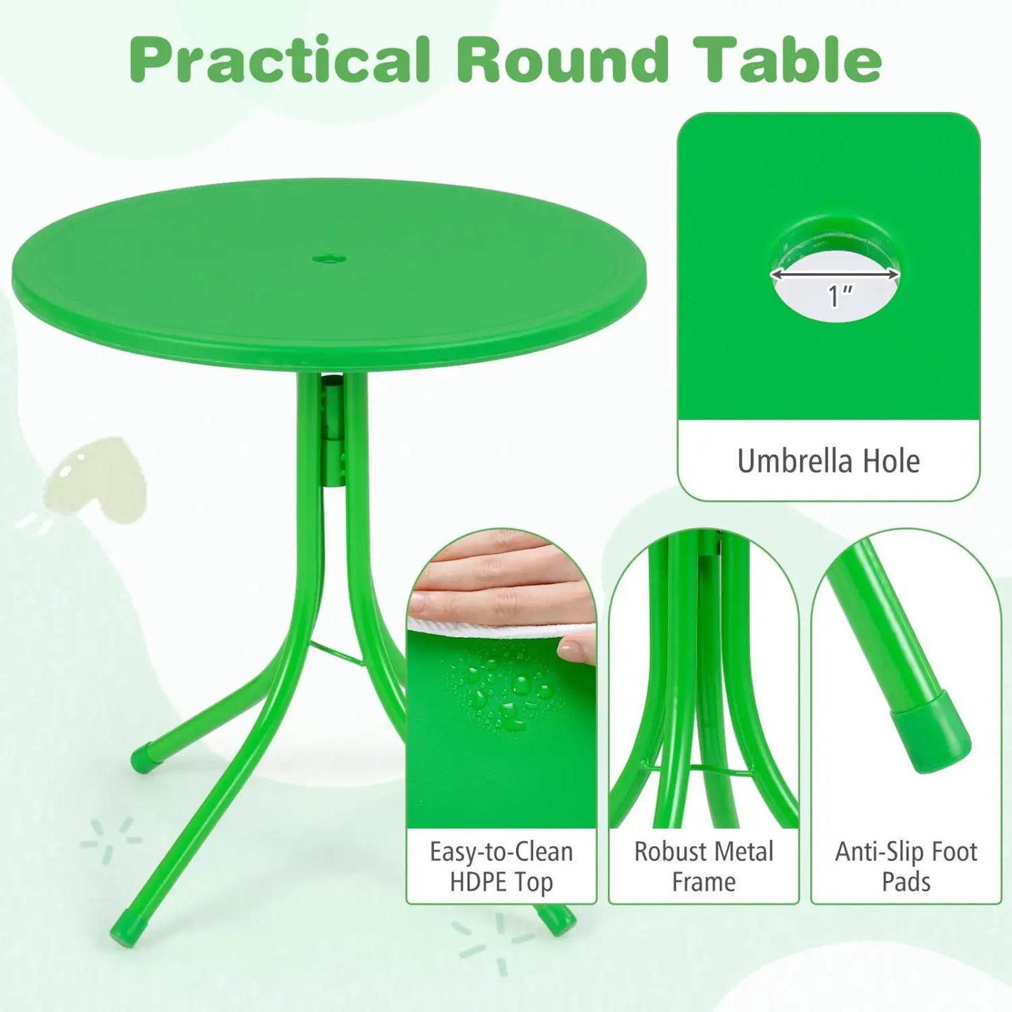 Kids Outdoor Table Set With Folding Chairs