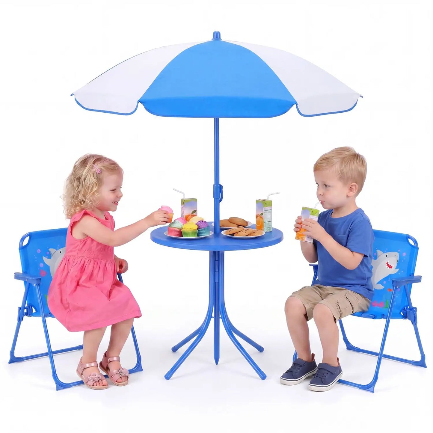 Kids Outdoor Table Set With Folding Chairs