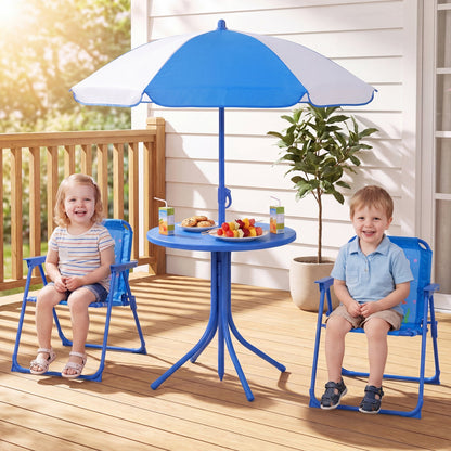 Kids Outdoor Table Set With Folding Chairs