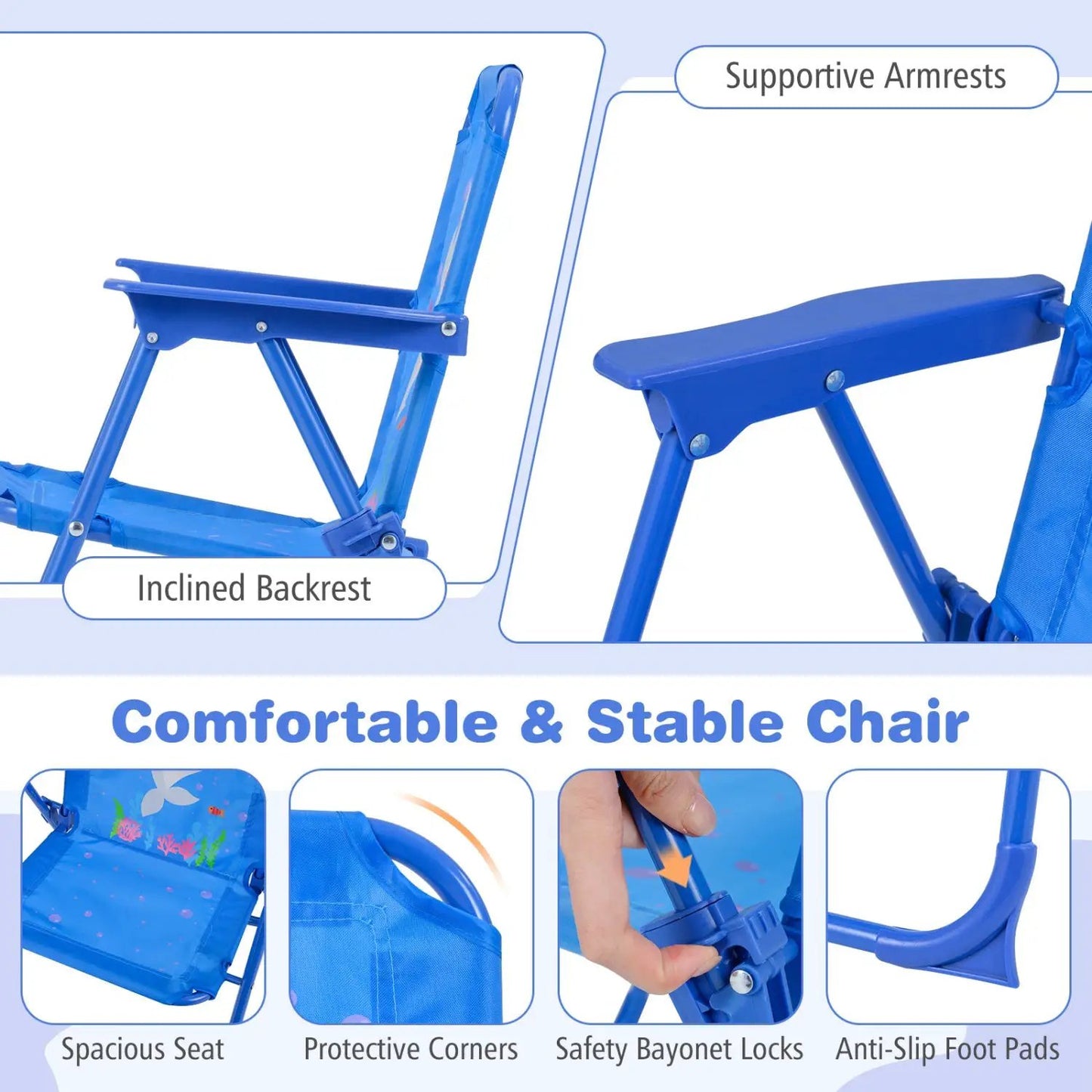 Kids Outdoor Table Set With Folding Chairs