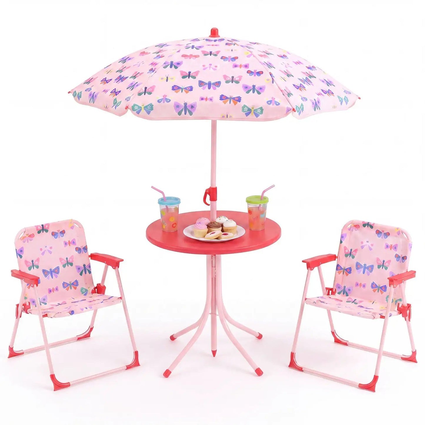 Kids Outdoor Table Set With Folding Chairs