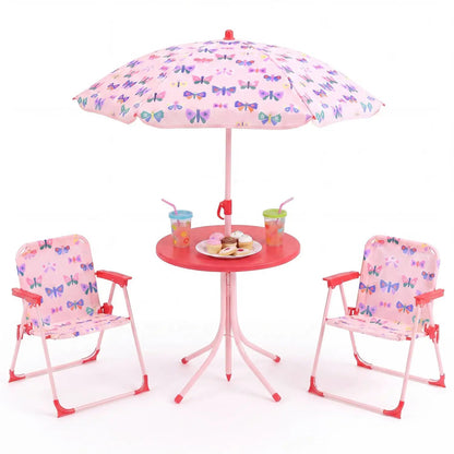 Kids Outdoor Table Set With Folding Chairs