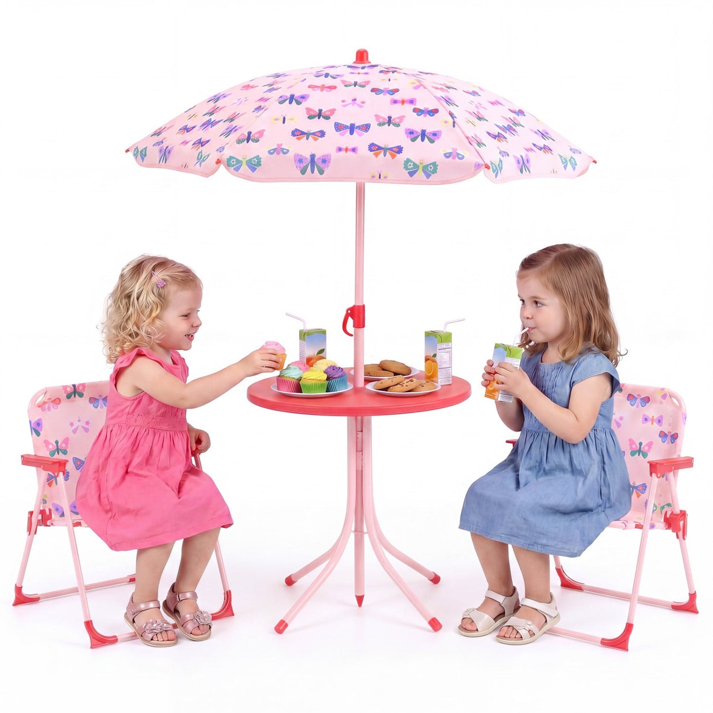Kids Outdoor Table Set With Folding Chairs