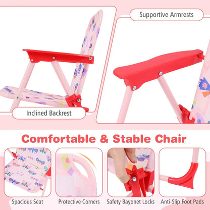 Kids Outdoor Table Set With Folding Chairs