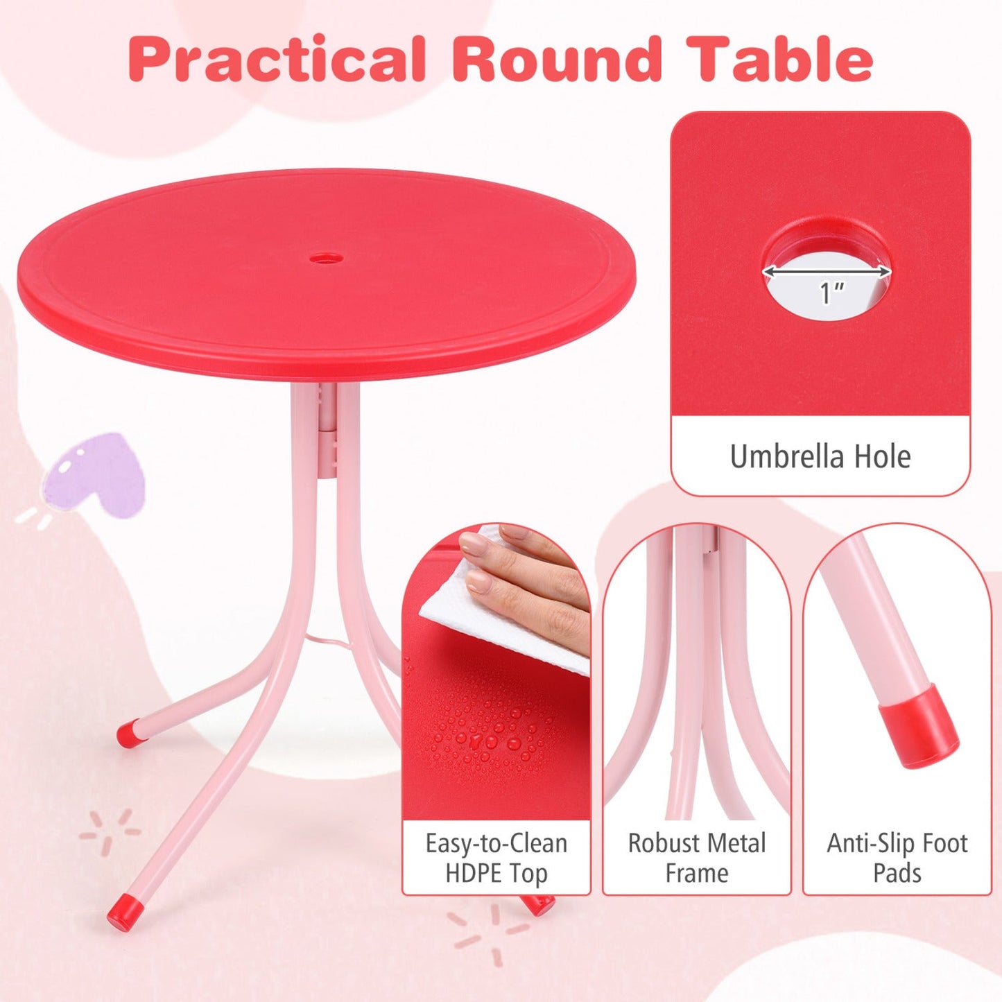 Kids Outdoor Table Set With Folding Chairs