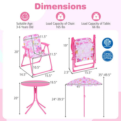 Kids Outdoor Table Set With Folding Chairs