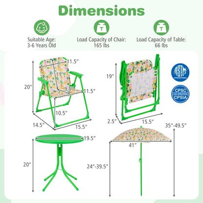 Kids Outdoor Table Set With Folding Chairs