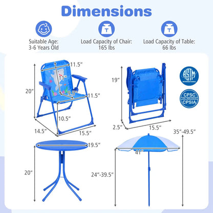 Kids Outdoor Table Set With Folding Chairs