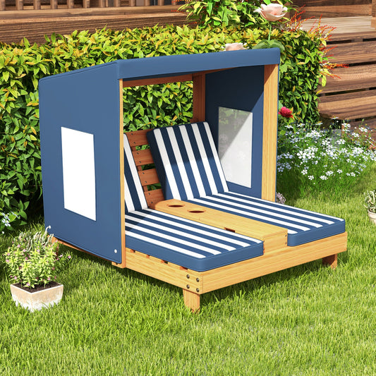 Kids Patio Lounge Chair with Cup Holders and Awning - Tampa Home & Garden Store