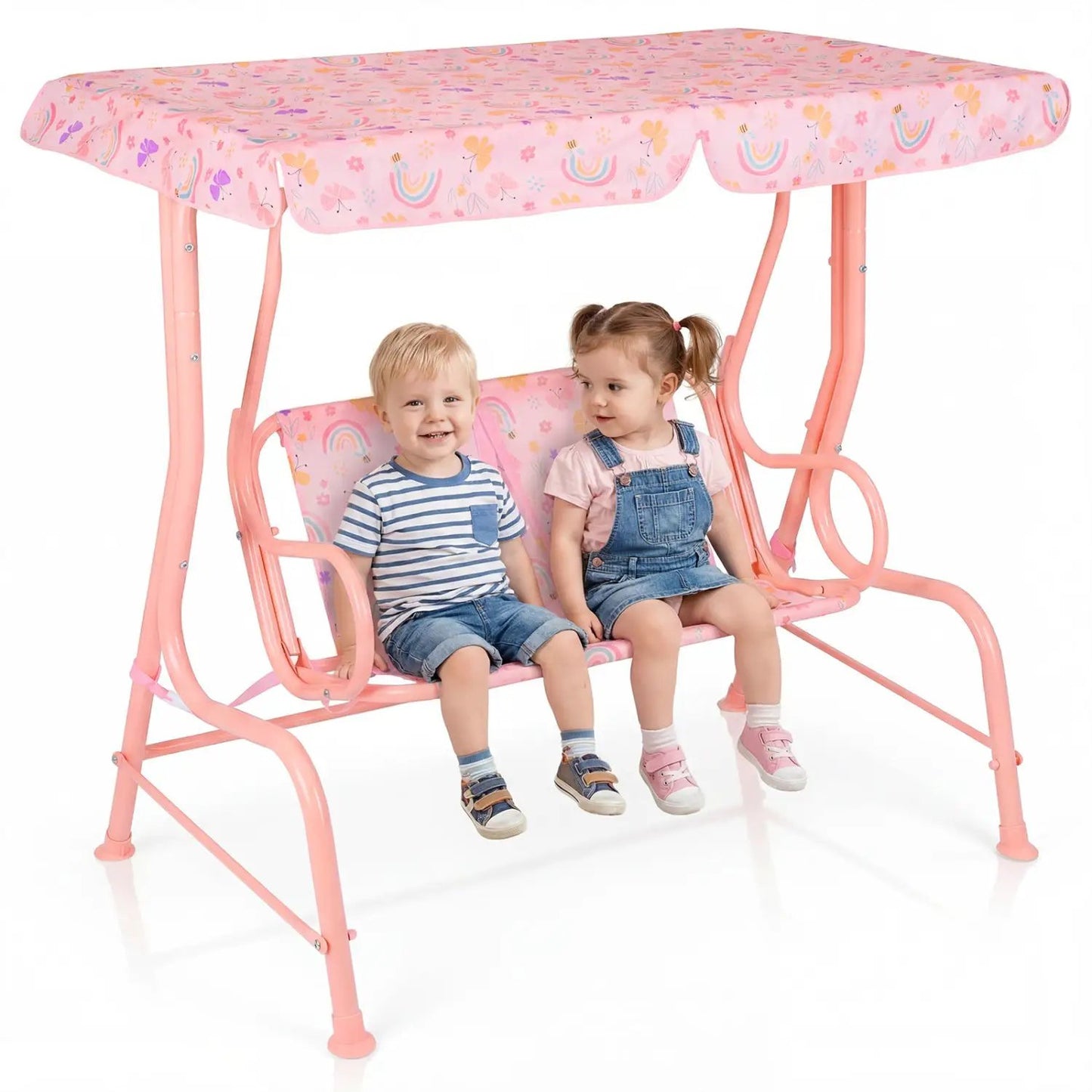 Kids Patio Swing Two Seater Outdoor Porch Canopy