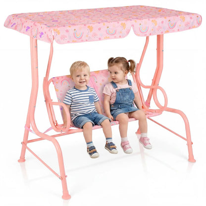 Kids Patio Swing Two Seater Outdoor Porch Canopy