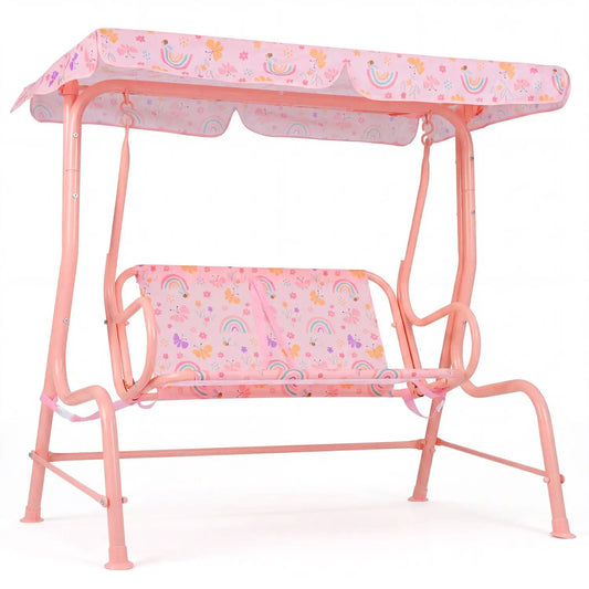 Kids Patio Swing Two Seater Outdoor Porch Canopy