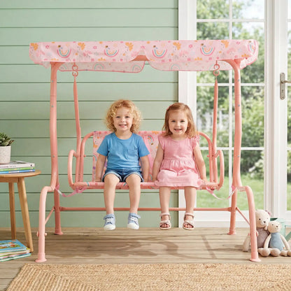 Kids Patio Swing Two Seater Outdoor Porch Canopy