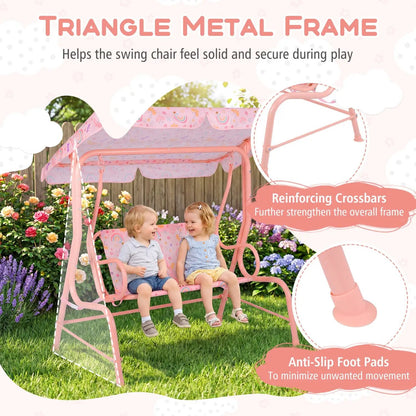 Kids Patio Swing Two Seater Outdoor Porch Canopy