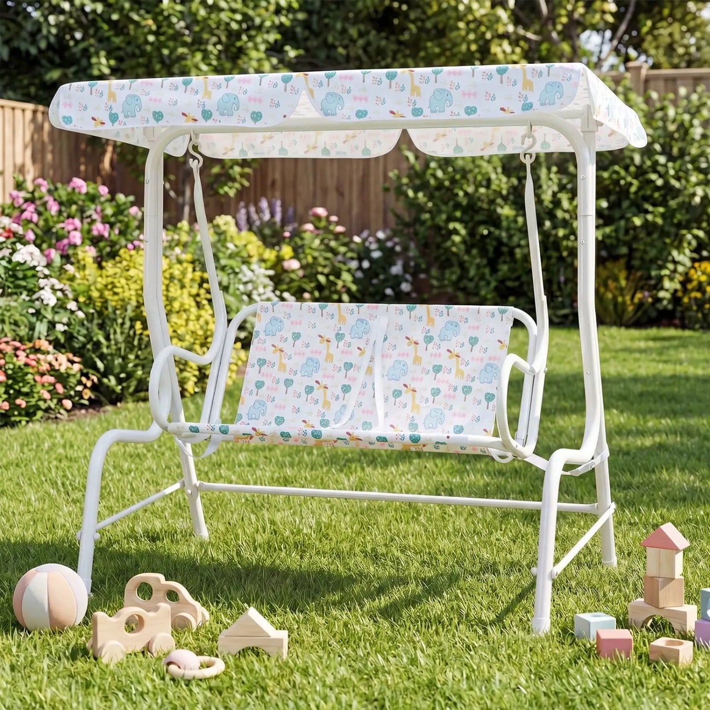 Kids Patio Swing Two Seater Outdoor Porch Canopy