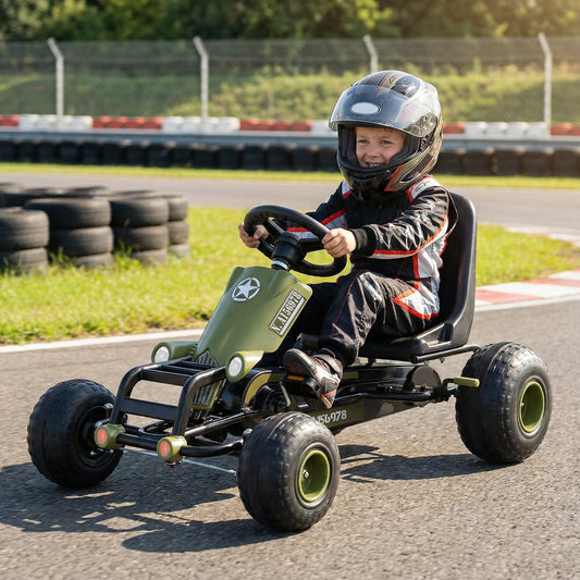 Kids Pedal Go Kart with Steering Wheel and Gear Shifter and Handbrake - Tampa Home & Garden Store