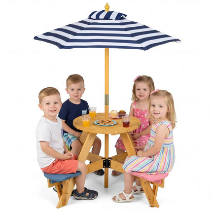 Kids Picnic Table With Stools and Umbrella