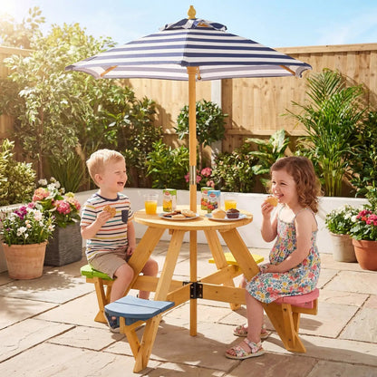 Kids Picnic Table With Stools and Umbrella