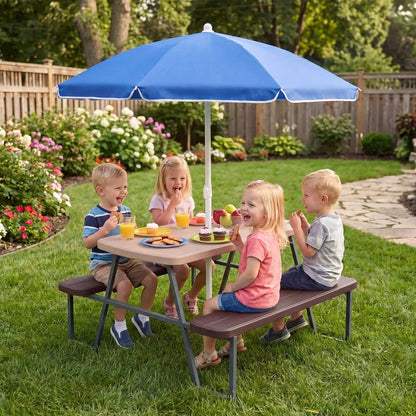 Kids Picnic Table With Benches Seats Up To 4