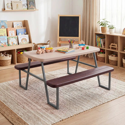 Kids Picnic Table With Benches Seats Up To 4