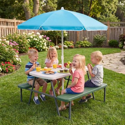 Kids Picnic Table With Benches Seats Up To 4