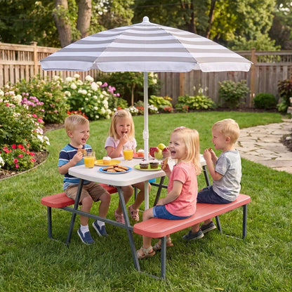 Kids Picnic Table With Benches Seats Up To 4