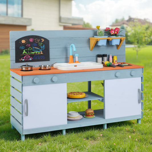 Kids Play Kitchen Set with Stoves for Boys Girls Aged 3-8-Blue - Tampa Home & Garden Store