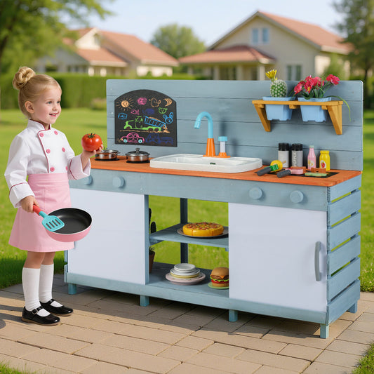 Kids Play Kitchen Set with Stoves for Boys Girls Aged 3-8-Blue - Tampa Home & Garden Store