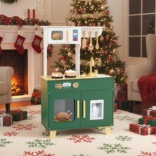 Kids Play Kitchen with Microwave and Rotation Knobs for Girls Boys Aged 3-6 - Tampa Home & Garden Store