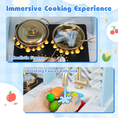 DirectDeals Kids Play Kitchen with 2 realistic stoves and blue faucet toy set for ages 3–6 on Tampa Home & Garden Store
